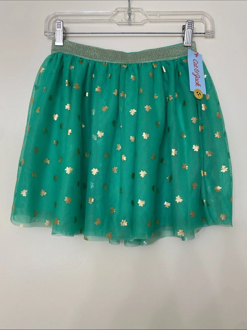 Cat & Jack Emerald Green Shamrock Tulle Skirt
